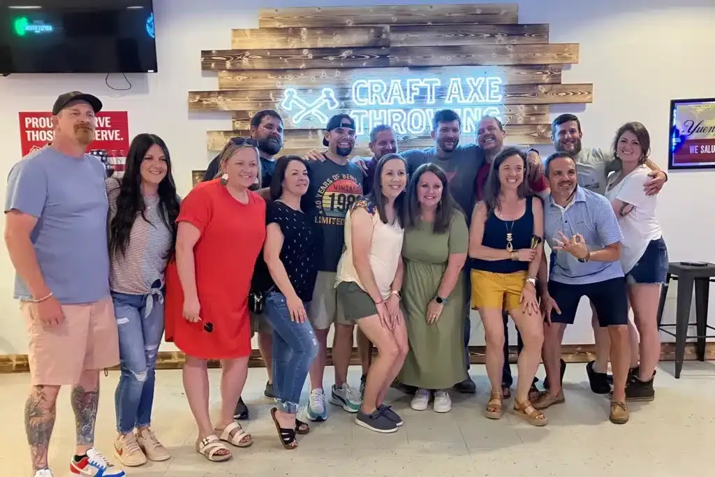 Large group axe throwing facility rental in Memphis
