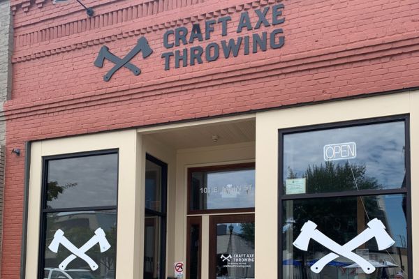 Exterior signage of the Craft Axe Throwing Spartanburg venue