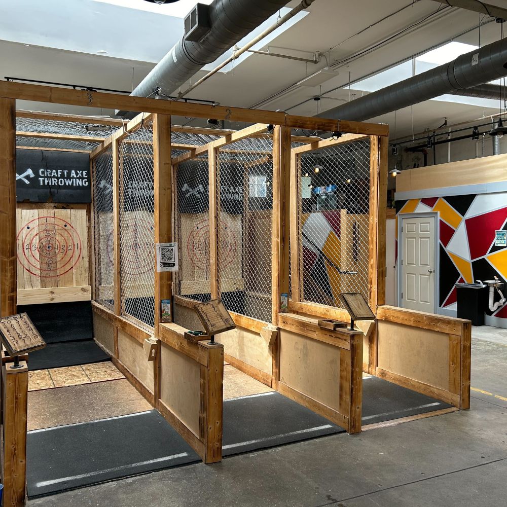 Throwing lanes at the Craft Axe Throwing Memphis venue, set up and ready for a group